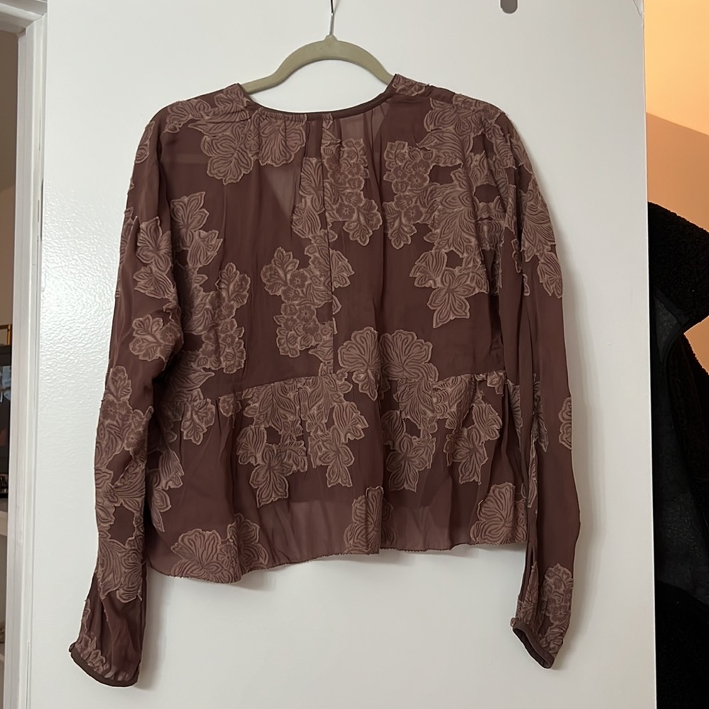 Aritzia Wilfred Mauve Crop Sheer Long Sleeve Top … - image 3
